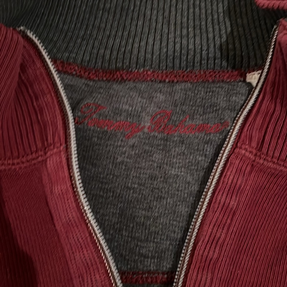 Tommy Bahama Men's Red 1/4 Zip Pullover Sweatshirt - Picture 2 of 5